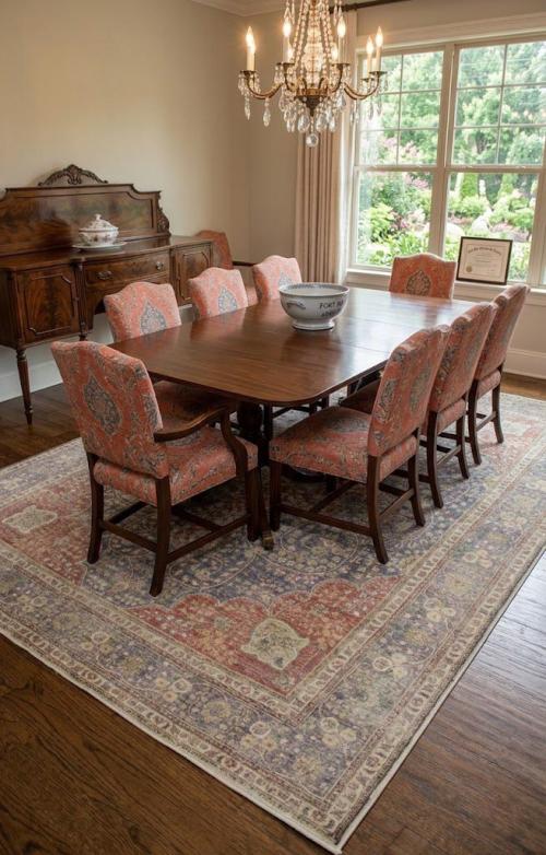 Distressed Purple-navy Antique Floral 9'7X12'6 Tabriz Persian Rug