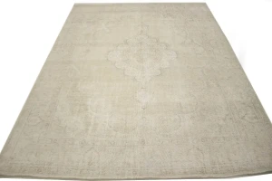 Muted Beige Distressed Traditional Antique 10X13 Tabriz Persian original Rug
