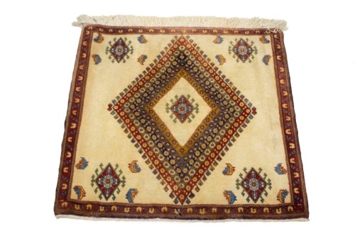 Vintage Beige Tribal 2X2 Abadeh Persian Rug