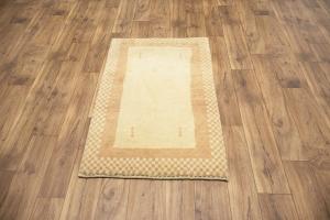 2'6 x 4'0 Hand Knotted Gabbeh Bordered Persian Wool Rug