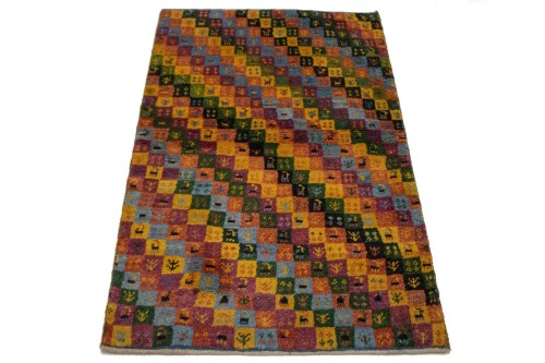 Multicolored Tribal Checker 3X4 Gabbeh Persian Rug