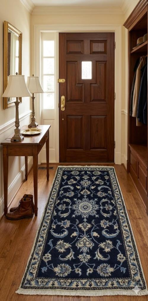 2'3 X 4'7 Navy Blue Hand Knotted Nain Persian Wool Rug