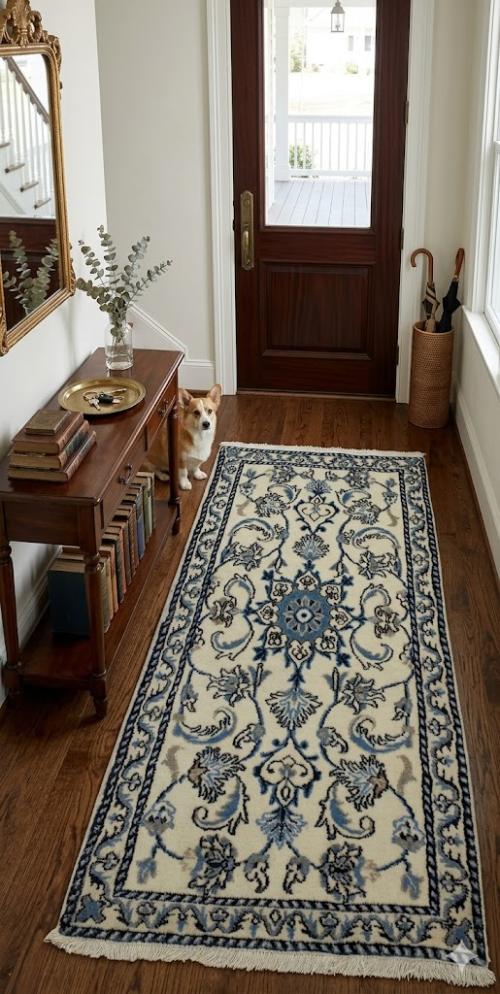 2'3 X 4'7 Nain Cream Hand Knotted Floral Persian Wool Rug