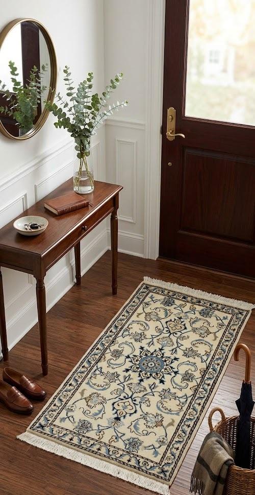 2'3 X 4'6 Hand Knotted Nain Floral Persian Wool Rug