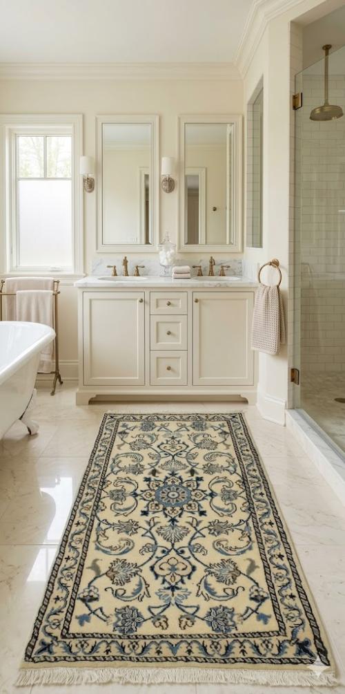 2'4 X 4'7 Nain Hand Knotted Cream Floral Wool Persian Rug