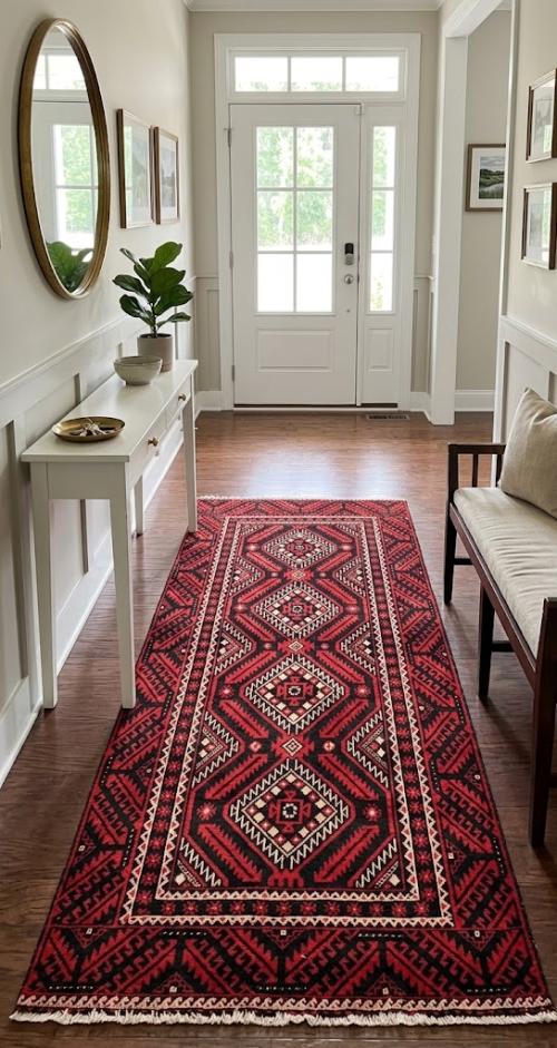 Red Vintage Tribal 3'3X6'5 Balouch Persian Oriental Rug