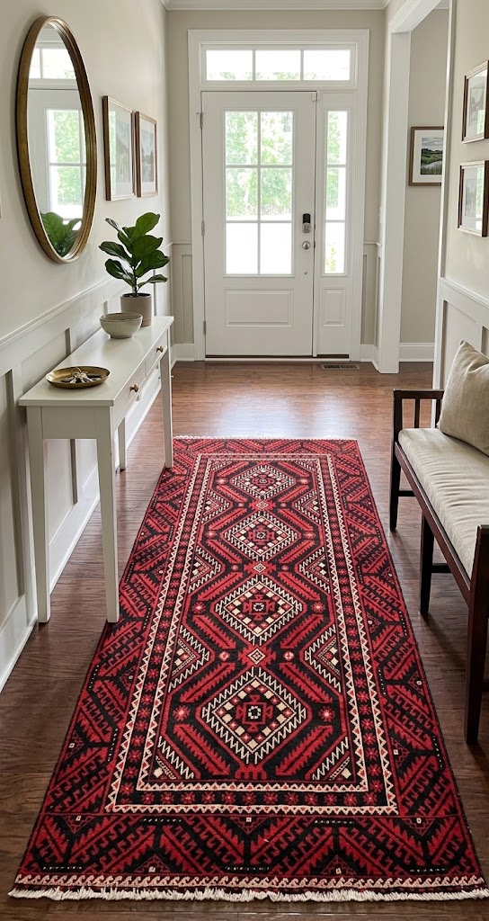 Red Vintage Tribal 3'3X6'5 Balouch Persian Oriental Rug - Image 2