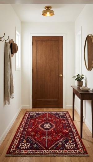 5'0 X 3'5 Red Hand Knotted Oriental Shiraz Wool Persian Rug