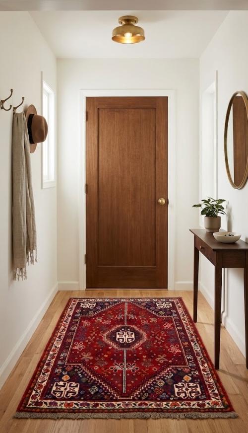 5'0 X 3'5 Red Hand Knotted Oriental Shiraz Wool Persian Rug