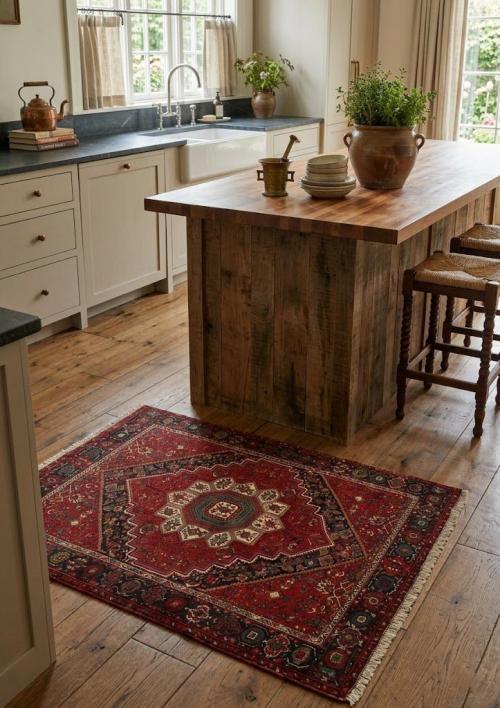 Vintage Geometric Red 3'4X4'9 Bidjar Persian Rug