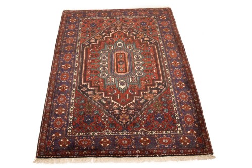 Vintage Geometric Scarlet Red 4X5 Bidjar Persian Rug