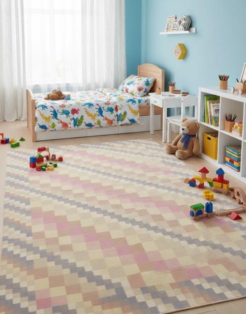 Multicolored Geometric Dhurrie 5'8X8'4 Indian Oriental Rug