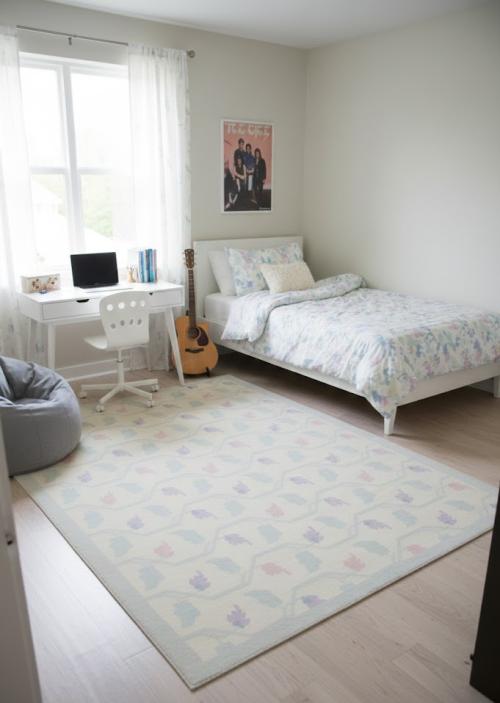 Beige Floral Dhurrie 6X9 Indian Oriental Rug