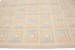 Multicolored Geometric Dhurrie 5'7X8'5 Indian Oriental Rug