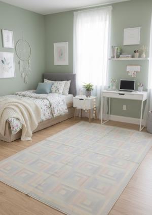 Multicolored Geometric Dhurrie 5'7X8'5 Indian Oriental Rug