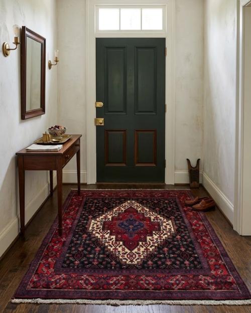 Vintage Geometric 4X5 Bidjar Persian Rug
