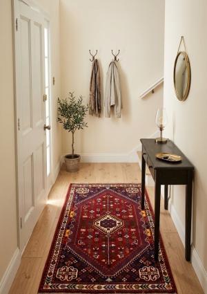 3'5 X 5'0 Hand Knotted Shiraz Red Floral Wool Persian Rug