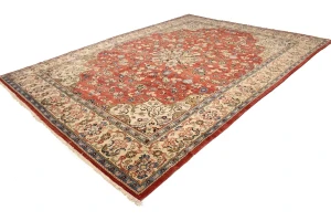 Vintage Muted Red Floral 10X13'6 Mahal Persian Rug