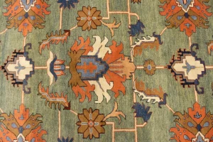 Green Floral 10X27 Heriz Sultanabad Persian Rug