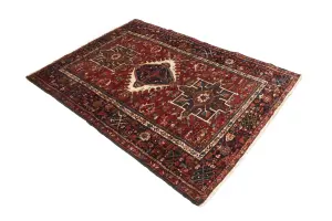 Semi Antique Red Tribal 4'6X6'3 Karajeh Persian Rug