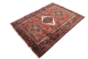 Semi Antique Red Tribal 4'6X6'3 Karajeh Persian Rug