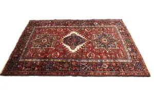 Semi Antique Red Tribal 4'6X6'3 Karajeh Persian Rug