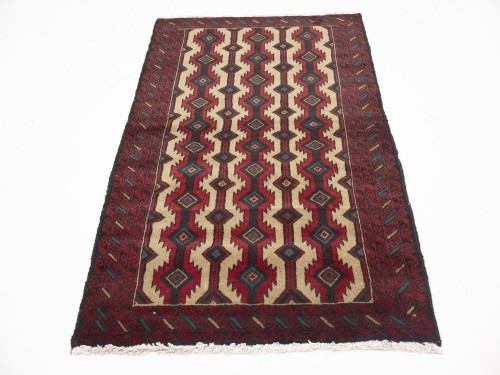 Vintage Beige Tribal 3'6X5'8 Balouch Persian Rug