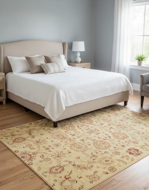 Beige Traditional Floral 5X7 Ziegler Pakistan Rug