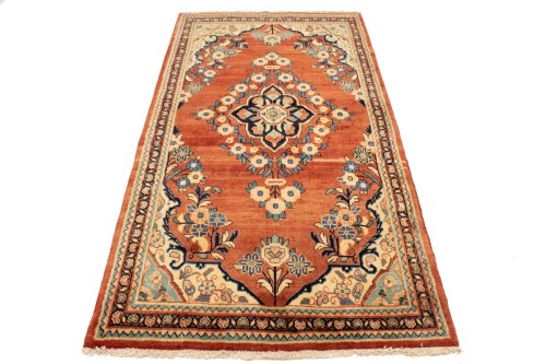 Semi Antique Traditional Red 4X7'6 Mahal Persian Rug
