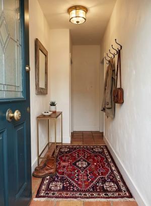 3'4 X 4'10 Geometric Red Hand Knotted Shiraz Wool Persian Rug