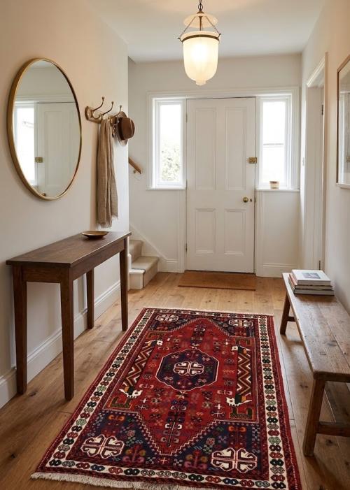 3'4 X 5'0 Shiraz Hand Knotted Red Tribal Wool Persian Rug