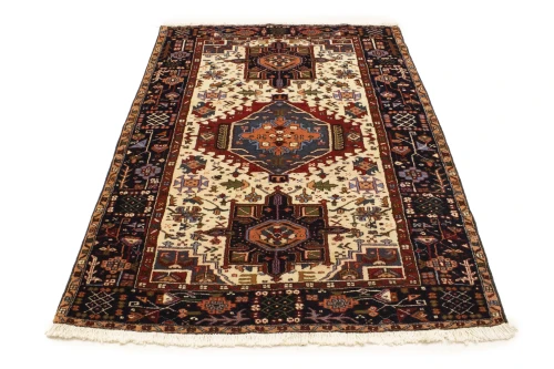 Cream 5X7 Geometric Tribal Vintage Oriental Persian Rug