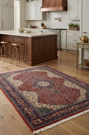 Vintage Orange Floral Geometric 4'5X6'7 Mahal Persian Rug