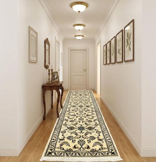 Cream Classic 3' x 10' Nain Kashmar Persian Runner Rug