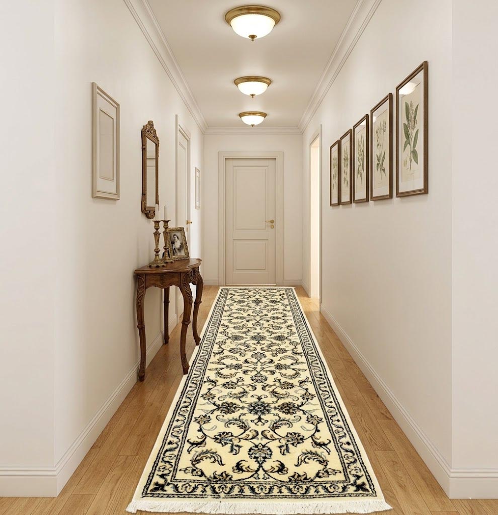 Cream Classic 3' x 10' Nain Kashmar Persian Runner Rug - Image 2