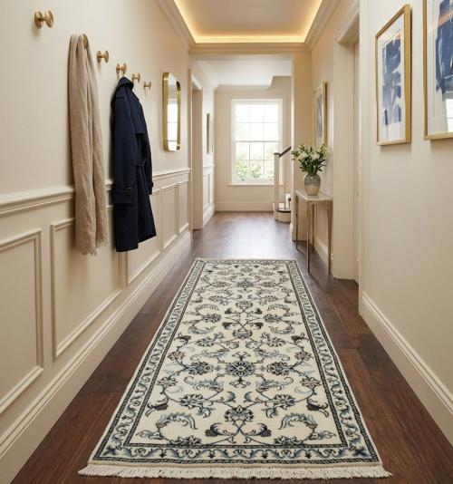 Cream Classic 3X6 Nain Kashmar Persian Runner Rug