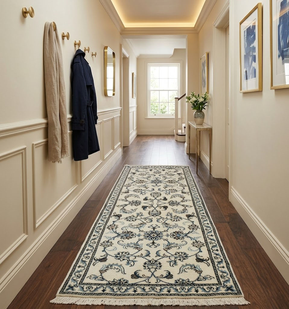 Cream Classic 3X6 Nain Kashmar Persian Runner Rug - Image 2
