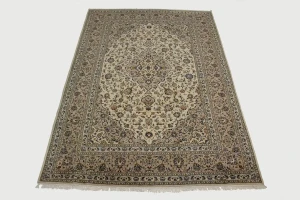 Vintage Beige Traditional 8X12 Kashan Persian Rug