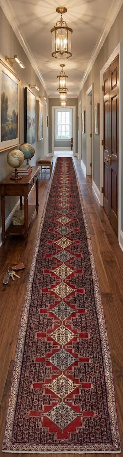 Vintage Geometric 3X13 Bidjar Sanneh Persian Runner Rug