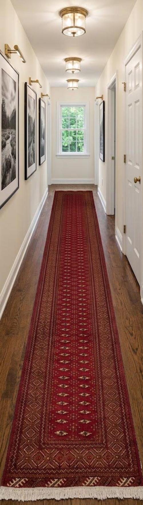 Vintage Red Tribal 3'4" x 12'6" Turkoman Persian Runner Rug
