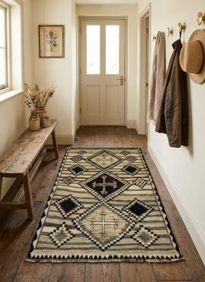 Vintage Beige Tribal 4X6 Shiraz Persian Rug