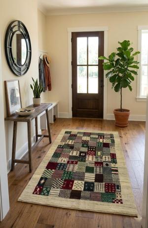 Beige Tribal 4' x 6' Gabbeh Persian Rug