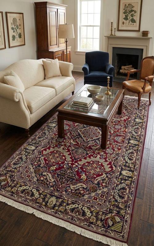 Vintage Red Traditional 6' x 10' Najafabad Persian Rug
