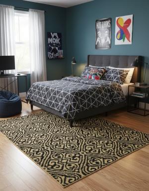 Charcoal Abstract 5'5X7'9 Machine-Made Modern Rug