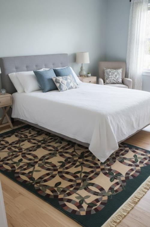 Beige Floral Machine-Made 5X8 Modern Rug