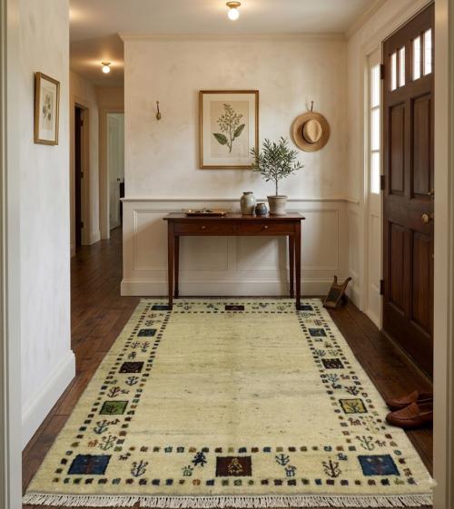 Vintage Cream Tribal 4X6 Gabbeh Persian Rug
