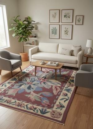 Floral Dhurrie Kilim 6X9 Chinese Style Oriental Rug