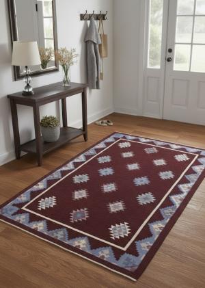 Wine Red Geometric Tribal Kilim 4X6 Chinese Oriental Rug