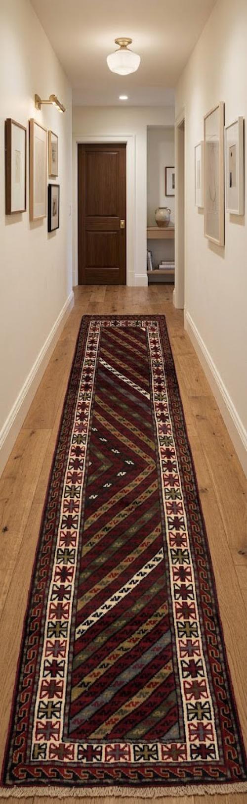 Tribal Geometric 3' x 10' Ghoochan Persian Runner Rug