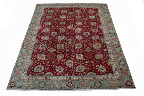 Vintage Red Traditional 9' x 13' Tabriz Persian Rug